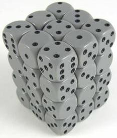 Dice Opaque 12mm D6 Grey with Black (36) CHX25810
