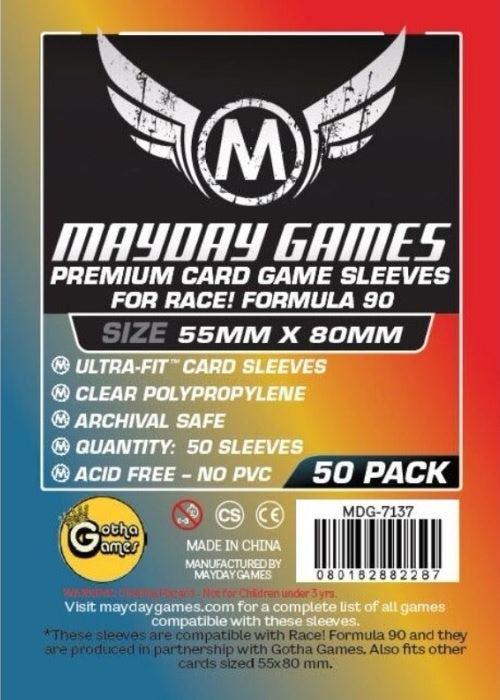 Mayday Games "Race! Formula 90" Premium Card Sleeves - 55 x 80mm (50)