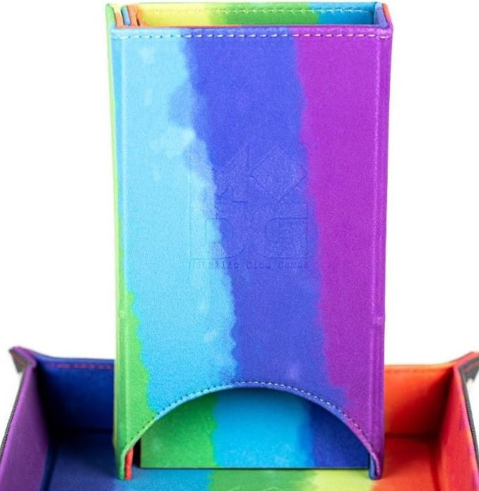 MDG Fold Up Velvet Dice Tower Watercolour Rainbow