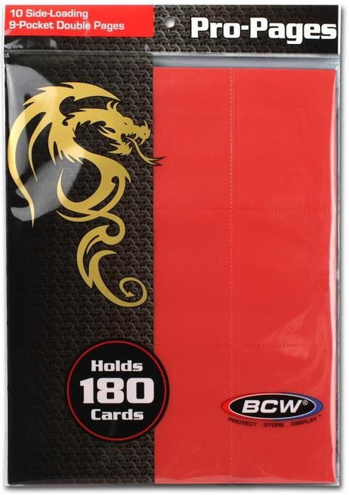 BCW Pro Pages 9 Pocket Pages Side Loading Red (10 Pages Per Pack)