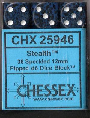 Dice Speckled 12mm D6 Stealth (36)