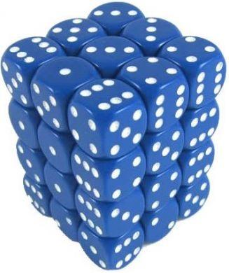 Dice Opaque 12mm D6 Blue with White (36) CHX25806