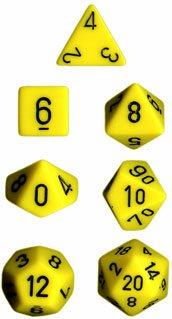 Dice Set Opaque Set Yellow/Black (7)