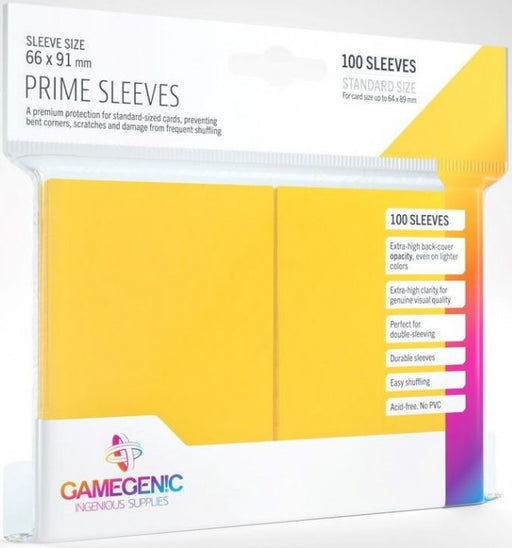 Gamegenic Prime Card Sleeves Yellow (66mm x 91mm) (100 Sleeves Per Pack)