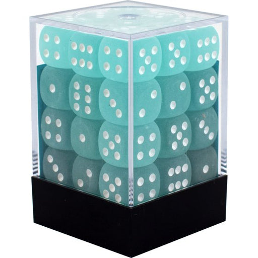 D6 Dice Frosted 12mm Teal/White (36 Dice in Display) CHX27805