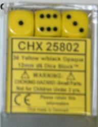 Dice Opaque 12mm D6 Yellow with Black (36) CHX25802