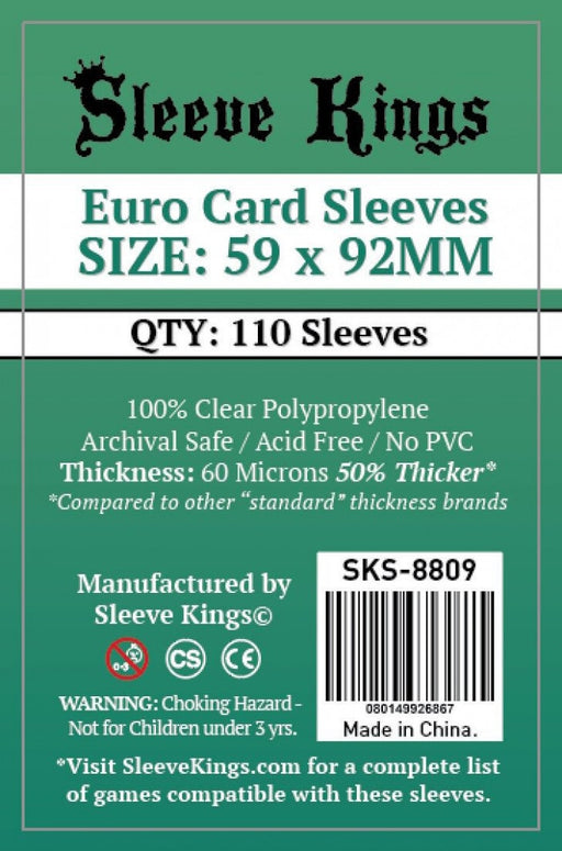 Sleeve Kings Board Game Sleeves Euro (59mm x 92mm) (110 Sleeves)