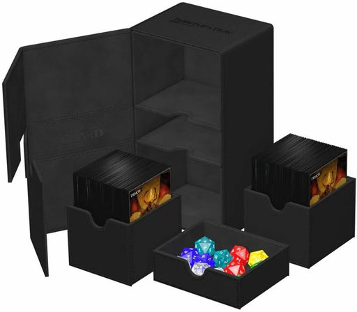 Ultimate Guard Twin Flip n Tray 200+ XenoSkin Monocolor Black Deck Box