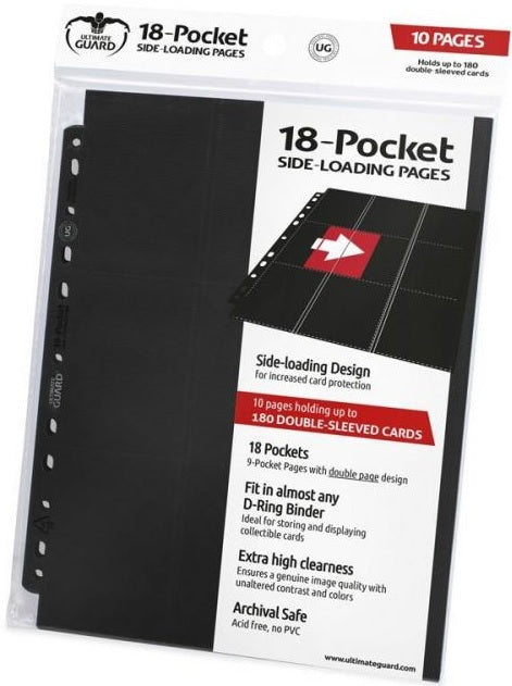 Ultimate Guard 18-Pocket Pages Side-Loading Black (Pack of 10)