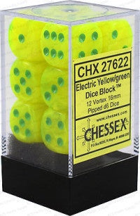 D6 Dice Vortex 16mm Bright Electric/Yellowgreen CHX27622