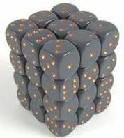 Dice Opaque 12mm D6 Grey with Copper (36) CHX25820