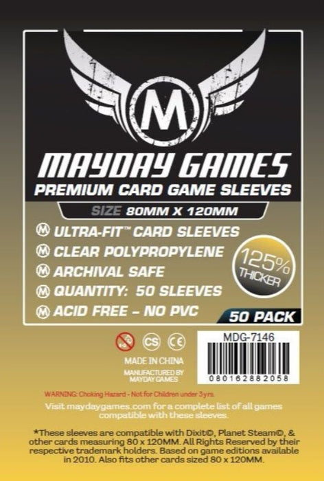 Mayday Games Premium Magnum Gold Ultra-Fit Card Sleeves (50) 80 MM X 120 MM