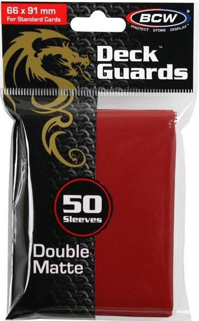 BCW Deck Protectors Standard Matte Red (50 Sleeves Per Pack)