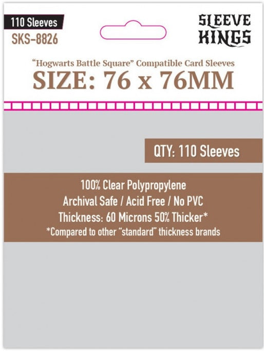 Sleeve Kings Board Game Sleeves "Hogwarts Battle Square Compatible (76mm x76mm) (110 Sleeves Per Pack)