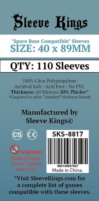 Sleeve Kings Board Game Sleeves "Space Base Compatible" (40mm x 89mm) (110 Sleeves)