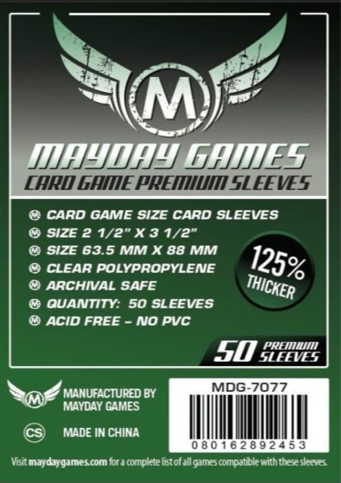 Mayday Games 63.5 x 88 mm Premium - 50 Pack Card Sleeves