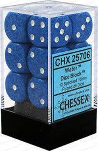 D6 Dice Speckled 16mm Water CHX25706