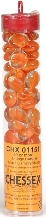 Gaming Stones Orange Catseye Glass Stones (Qty 23-27) in 4" Tube CHX 01151