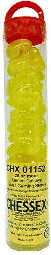 Glass Stones Yellow Catseye in a Tube (25 Approx) CHX01152