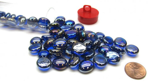 Gaming Stones Crystal Dark Blue Iridized Glass Stones (Qty 23-27) in 4" Tube