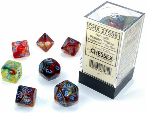 Chessex Nebula Polyhedral Primary/Blue Luminary 7-Die Set