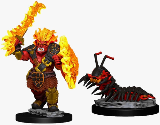 D&D Wizkids Wardlings Painted Miniatures Fire Orc and Fire Centipede