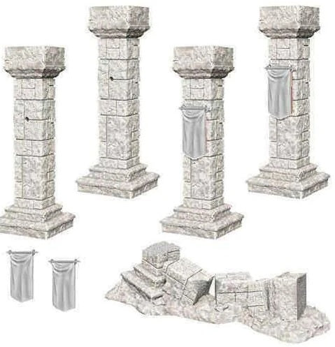 WizKids Deep Cuts Unpainted Miniatures Pillars and Banners