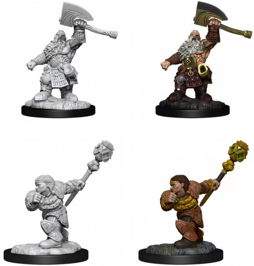 Magic the Gathering Unpainted Miniatures Dwarf Fighter & Dwarf Cleric