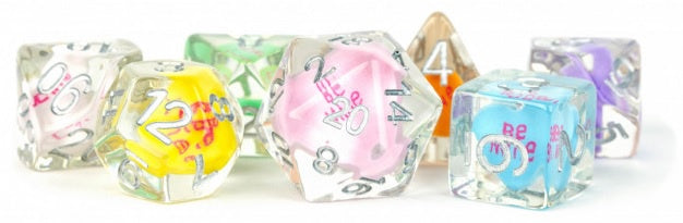 MDG Resin 16mm Polyhedral Dice Set Love Dice