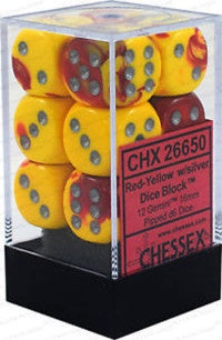 D6 Dice Gemini 16mm Red-Yellow/Silver  CHX26650
