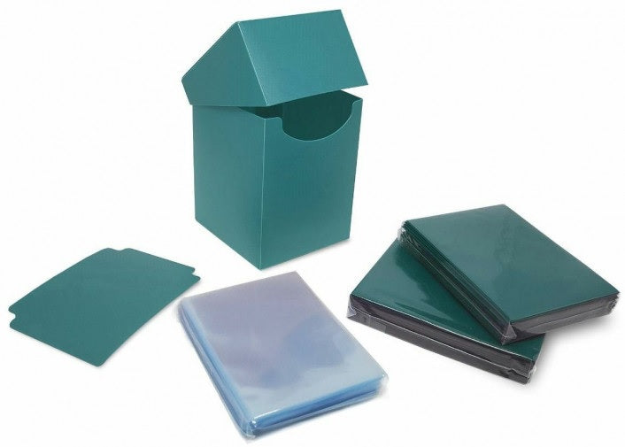 BCW Deck Case Box, Deck Protectors and Inner Sleeves Standard Elite2 Combo Pack Glossy Teal