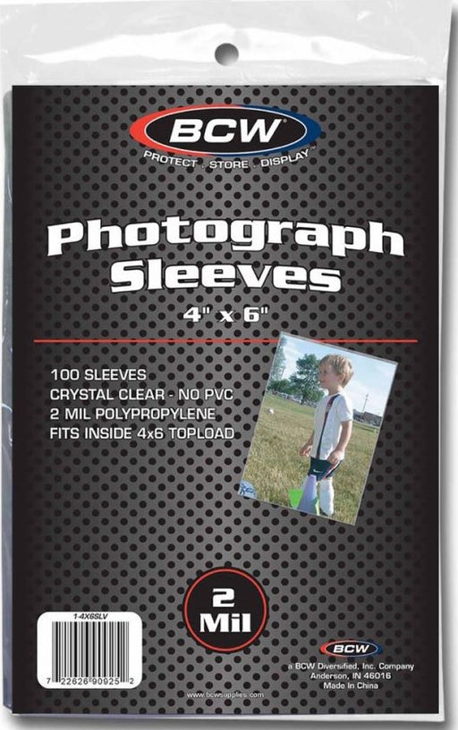 BCW Photo Sleeves (4" 1/16 x 6" 1/16) (100 Sleeves Per Pack)