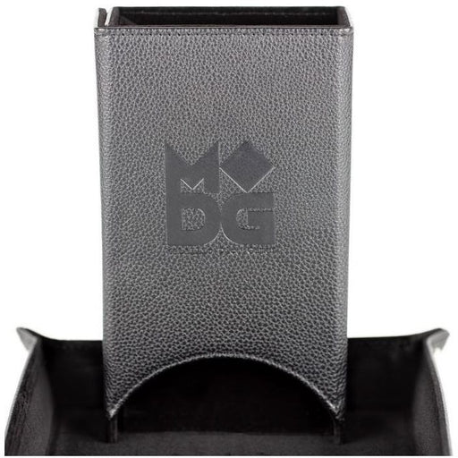 MDG Fold Up Leather Dice Tower Black