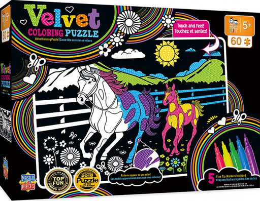 Masterpieces Puzzle Kids Velvet Coloring Horse and Pony Puzzle 60 piece Jigsaw Puzzle