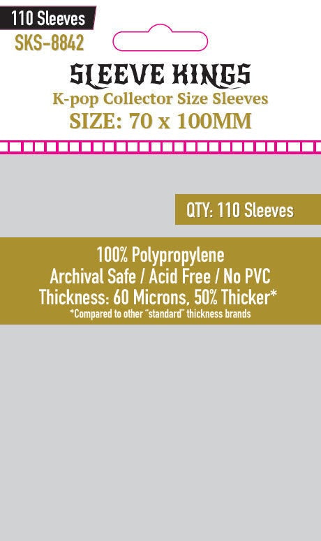 Sleeve Kings Board Game Sleeves Kpop Collector Size (70mm x 100mm) (110 Sleeves per Pack)