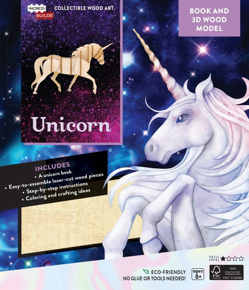 Incredibuilds Unicorn Book and 3D Wood Model