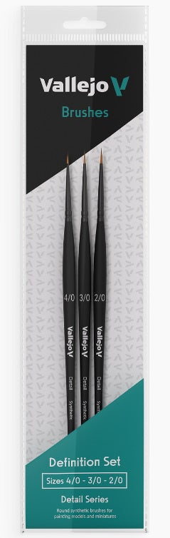 Vallejo Brushes Detail Definition Set Synthetic fibers (Sizes 4/0; 3/0 & 2/0)