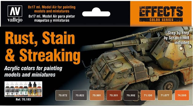 Vallejo 70183 Model Rust, Stain & Streaking Acrylic Paint Set