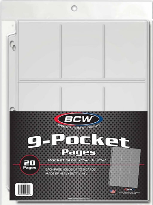 BCW 9 Pocket Pages (20 Pages Per Pack) - heavy-duty vinyl