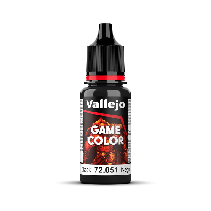 Vallejo Game Colour Black 18ml Acrylic Paint - New Formulation  AV72051