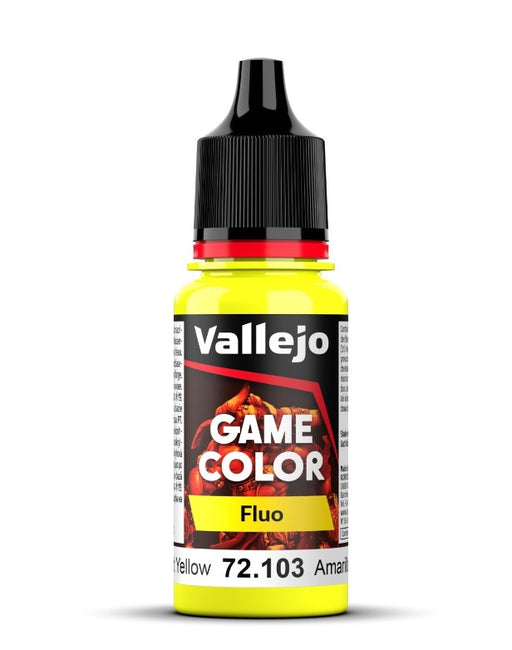 Vallejo Game Colour Fluorescent Yellow 18ml Acrylic Paint - New Formulation AV72103