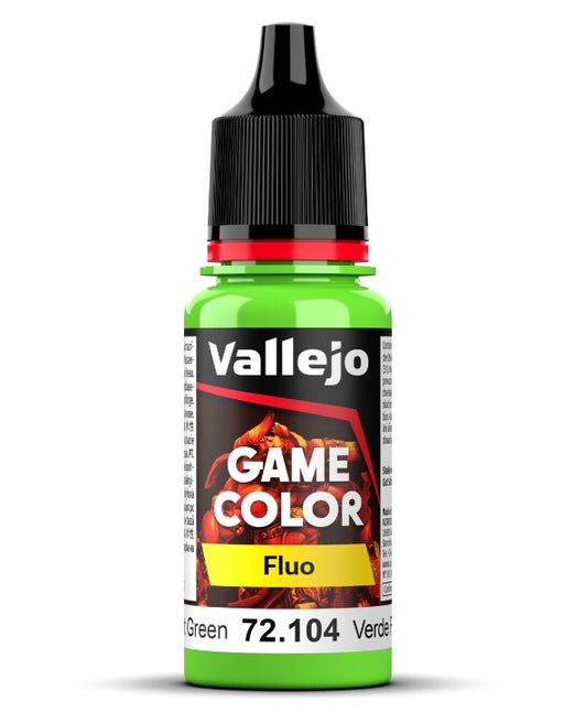 Vallejo Game Colour Fluorescent Green 18ml Acrylic Paint - New Formulation AV72104