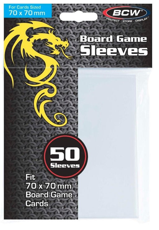 BCW Board Game Sleeves Square No 1 Clear (70mm x 70mm) (50 Sleeves Per Pack)