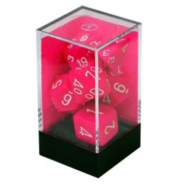 Dice Set Opaque Pink w/White Numbers (7) CHX25444