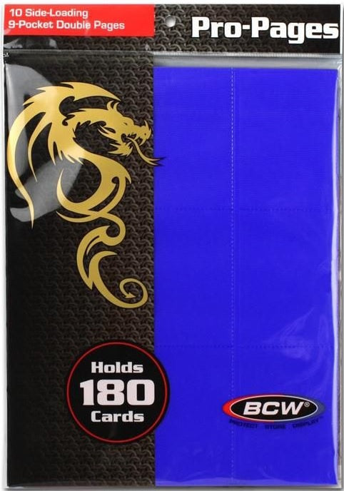BCW Pro Pages 9 Pocket Pages Side Loading Blue (10 Pages Per Pack)