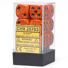 D6 Dice Speckled 16mm Fire CHX25703