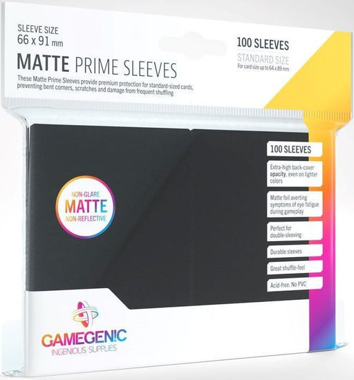 Gamegenic Matt Prime Card Sleeves Black (66mm x 91mm) (100 Sleeves Per Pack)