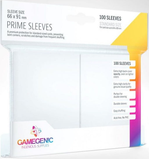 Gamegenic Prime Card Sleeves White (66mm x 91mm) (100 Sleeves Per Pack)