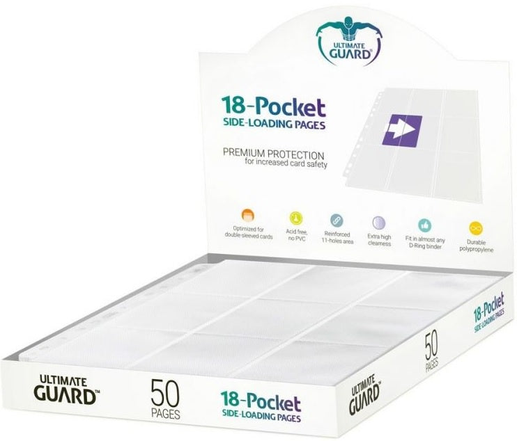 Ultimate Guard 18-Pocket Pages Side-Loading White (Box of 50)