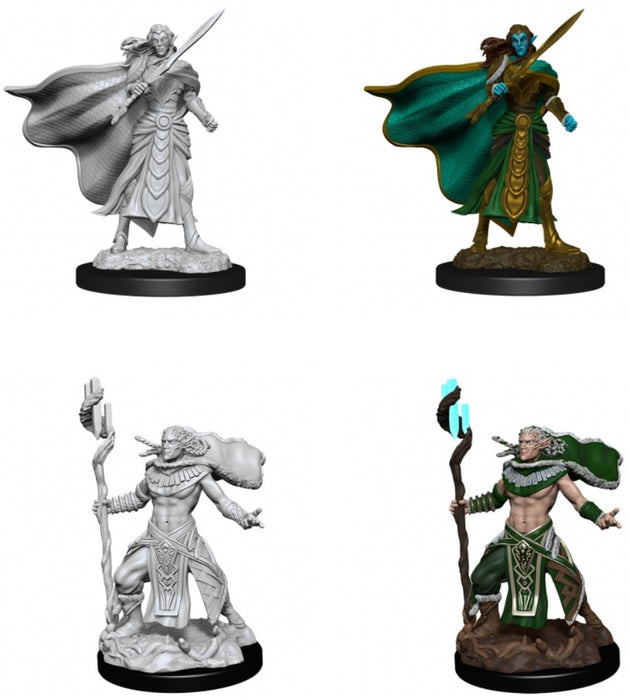 Magic the Gathering Unpainted Miniatures Elf Fighter & Elf Cleric